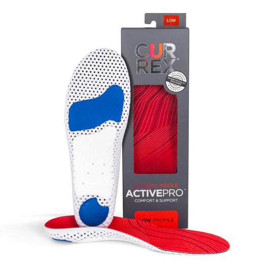 CURREX ActivePro insoles heel cushion focus for all-day walking comfort.