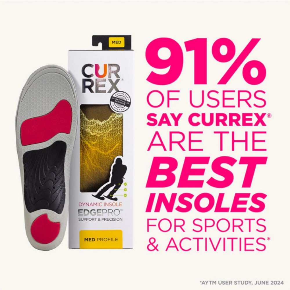 Currex EdgePro anti-slip SuperGrip maintains heel alignment during turns.
