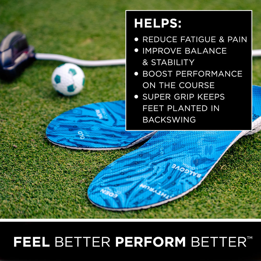CURREX GolfPro insoles demonstrate non-slip surface for steadier stance.