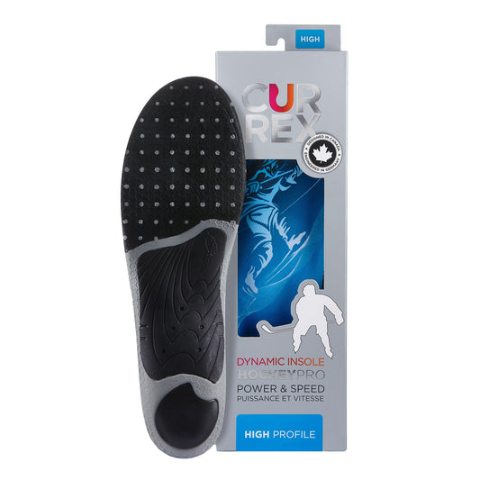 CURREX HockeyPro insoles with dynamic arch technology for improved power transfer on ice.
