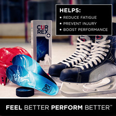 CURREX HockeyPro insoles showing NeoTouch heel for anti-slip stability during turns.