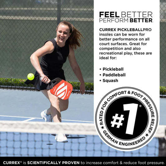 CURREX PickleballPRO insoles arch support enhances stability in pickleball shoes