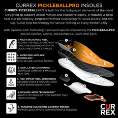 Currex PickleballPRO low/medium/high arch options support varied foot shapes