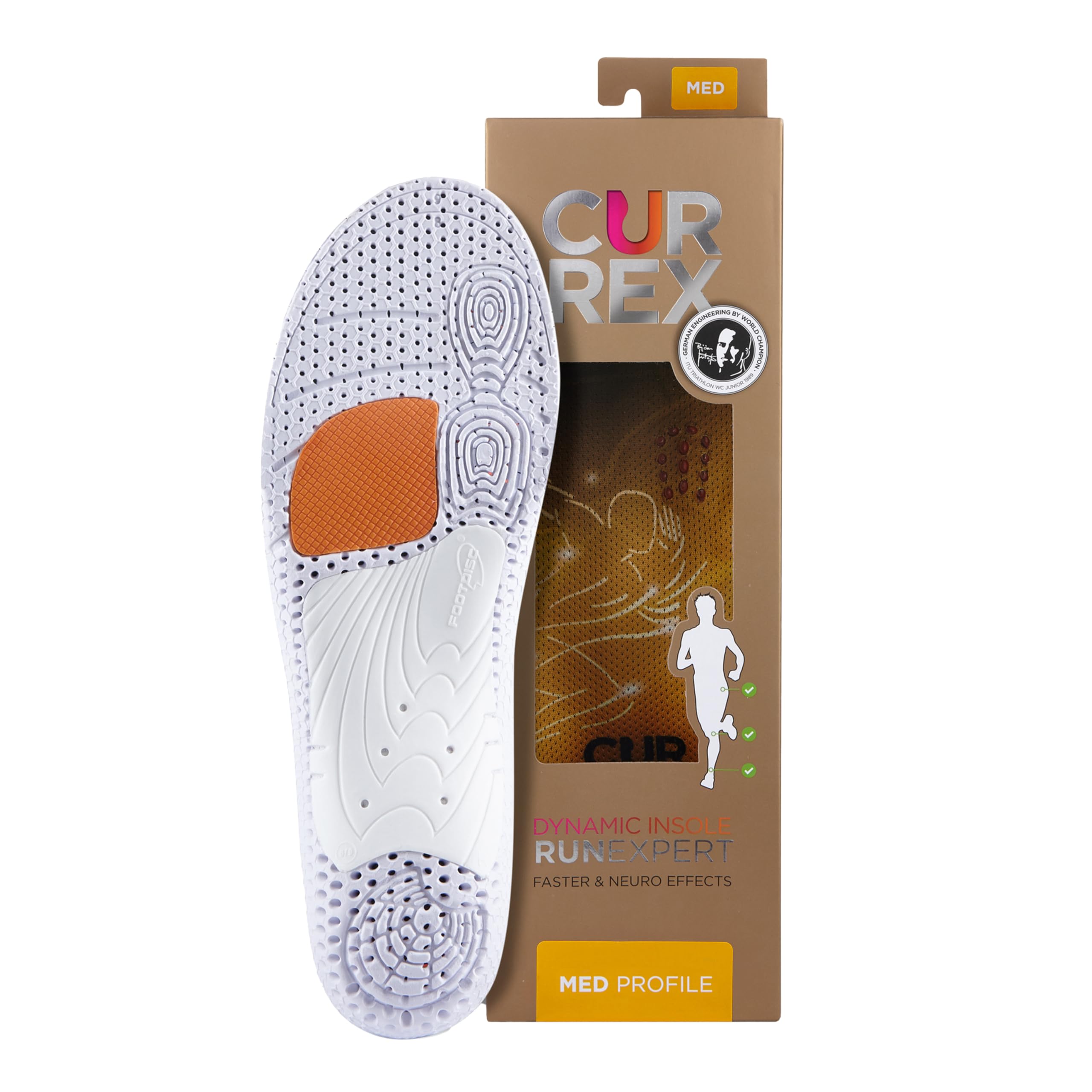 CURREX RUNEXPERT insoles with dynamic-fit design for customized comfort and stability during runs.