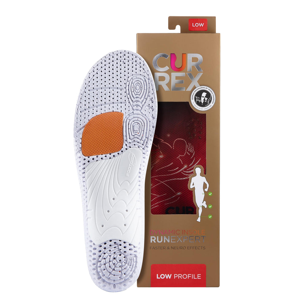 CURREX RUNEXPERT insole with dynamic arch design for stable foot strike during runs.