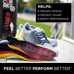 Currex RunPRO insoles inside a shoe demonstrating customized arch support for comfort.