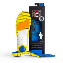Currex RunPRO insoles packaging shown with premium arch support for runners.
