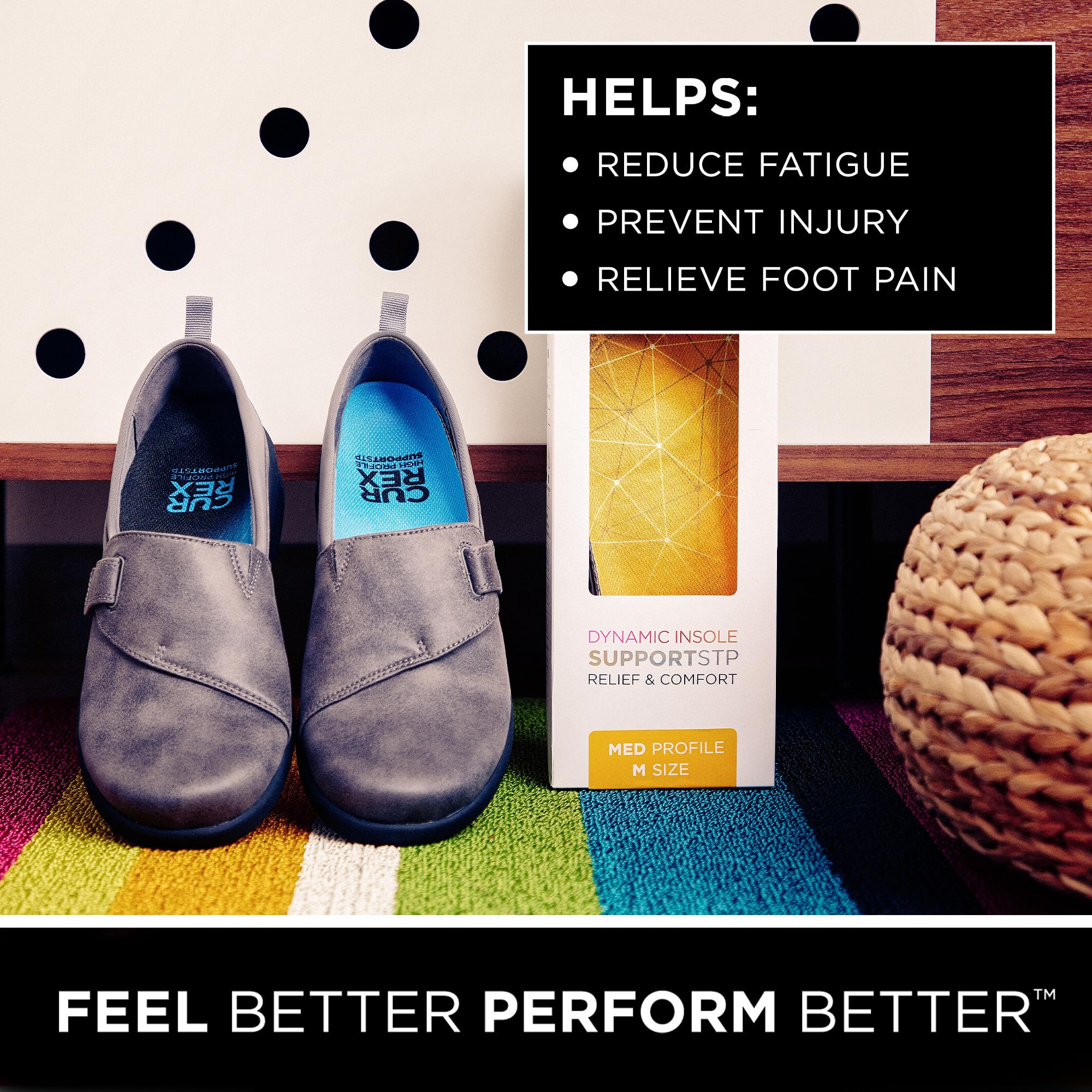 CURREX SupportSTP deep heel cup stabilizes your step for reduced fatigue.