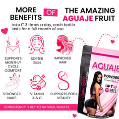 Curvy Fruit Aguaje powder morning routine — mix into water for a simple wellness moment.