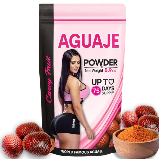 Curvy Fruit Aguaje powder pouch — natural supplement for fuller curves when mixed into drinks.