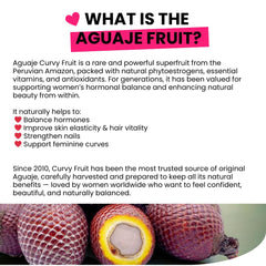 Curvy Fruit Aguaje powder being poured — convenient daily ritual to support curves.