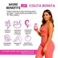 Curvy Fruit Colita Bonita label detail emphasizing natural herbal blend.