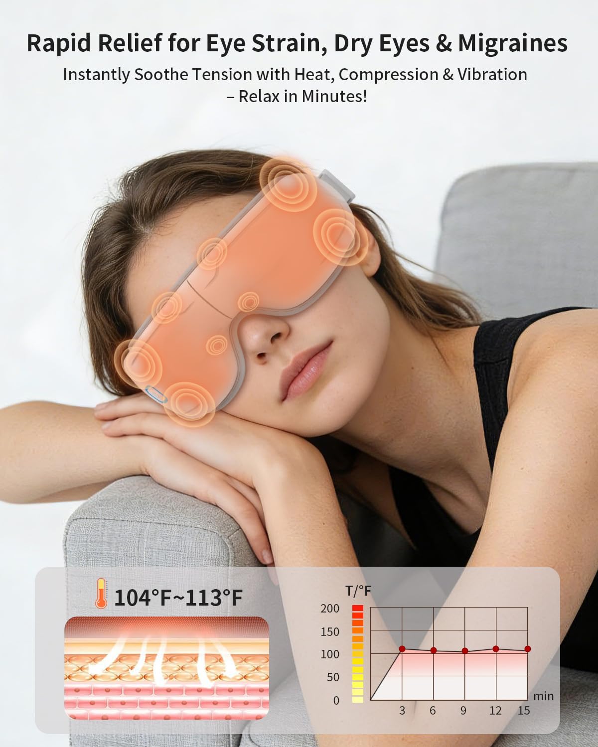 CUZRICH Eye Massager with six vibration modes for personalized comfort