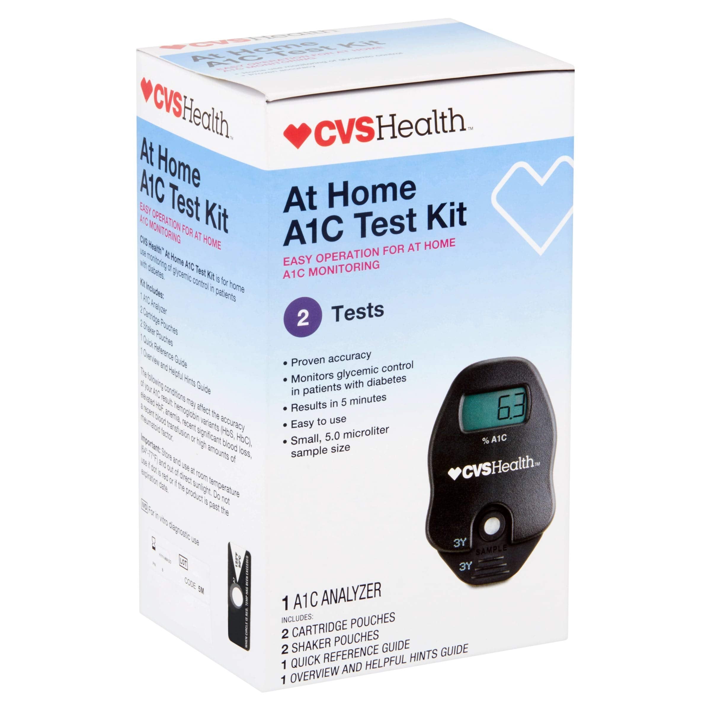 CVS Health A1C at-home test kit cartridge pouches enabling simple sample handling.