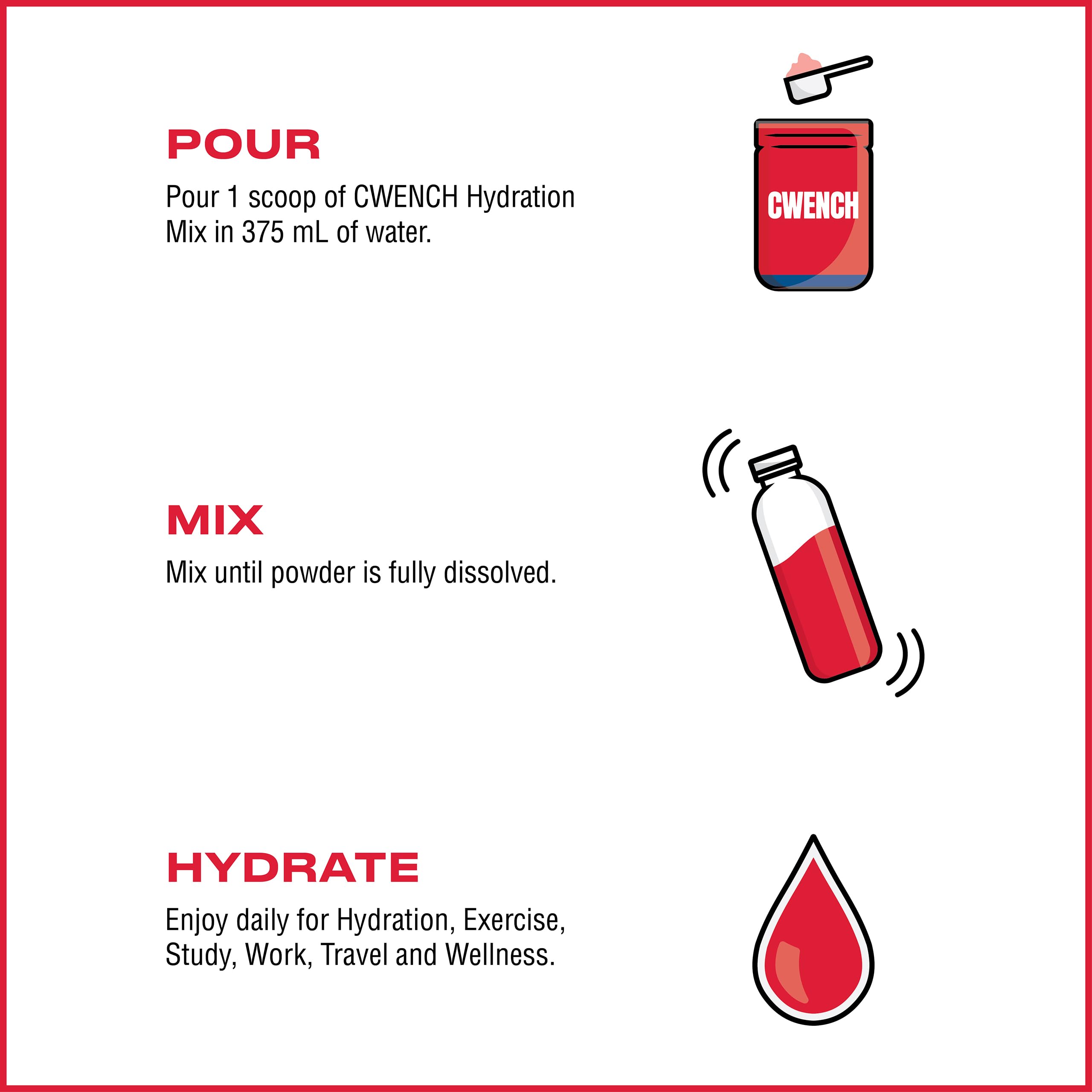 CWENCH HYDRATION Berry Crush glass mix features refreshing berry flavor and clean ingredients