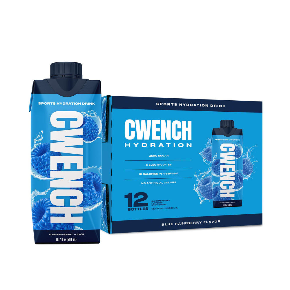 CWENCH Hydration blue raspberry bottle ready to sip for daily refreshment