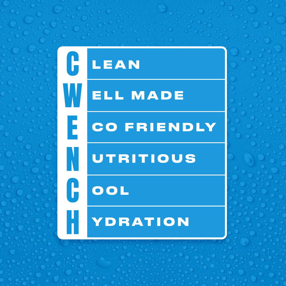 CWENCH Hydration blue raspberry label close-up highlighting clean ingredients