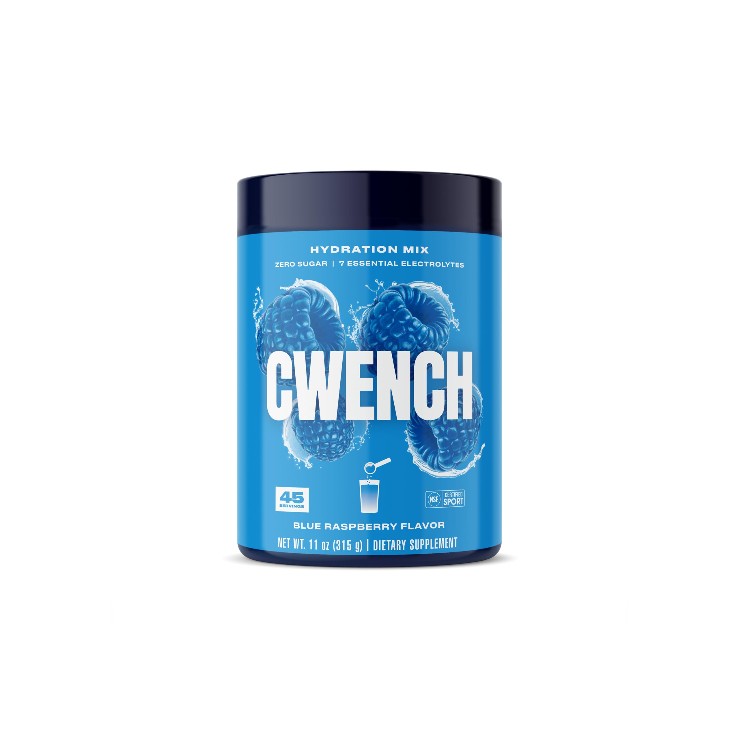 CWENCH Hydration blue raspberry powder tub ready for a quick hydration boost