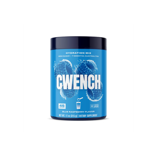 CWENCH Hydration blue raspberry powder tub ready for a quick hydration boost