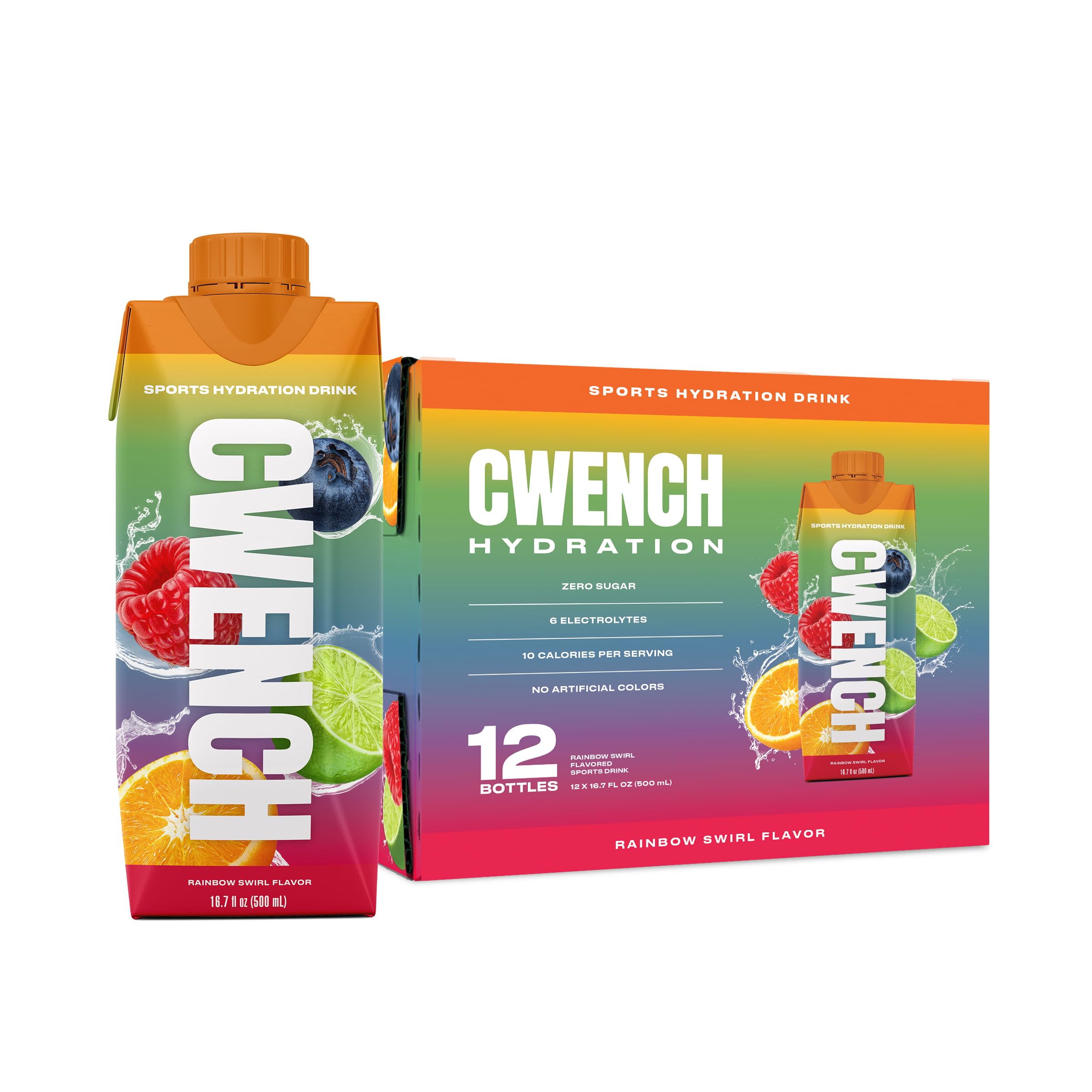 CWENCH HYDRATION Rainbow Swirl bottle front for everyday hydration