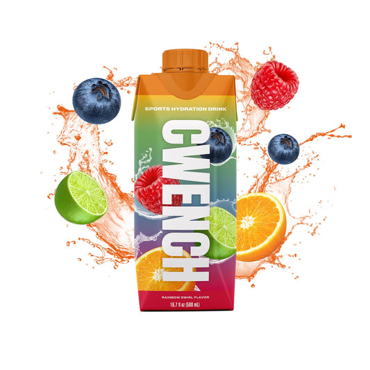 CWENCH HYDRATION Rainbow Swirl pouring into glass to show smooth flavor