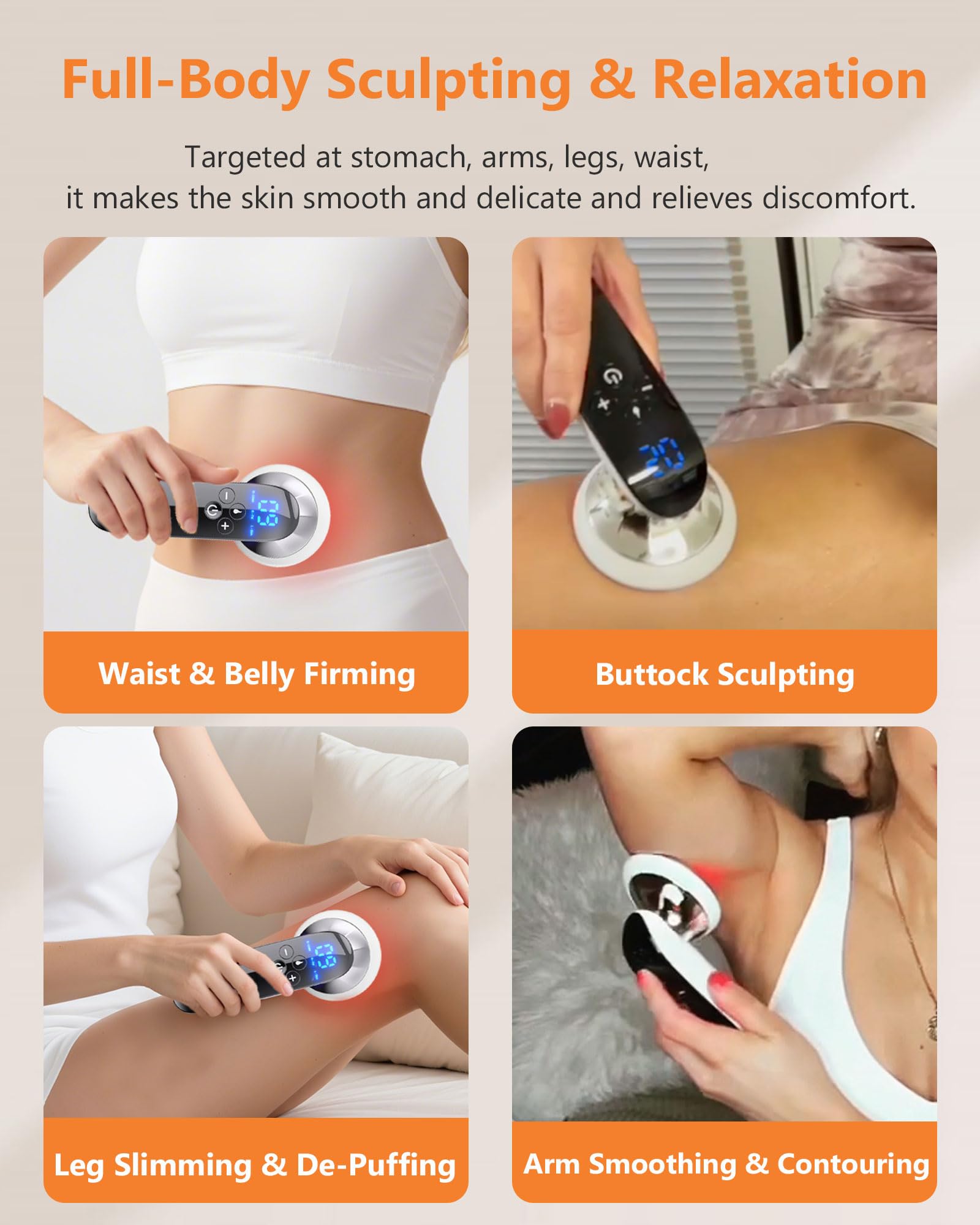 CXGRISE Body Sculpting Machine LED display guiding modes and intensity