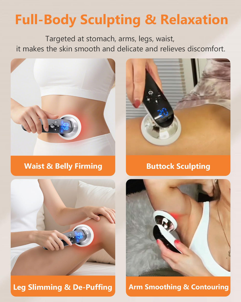 CXGRISE Body Sculpting Machine LED display guiding modes and intensity