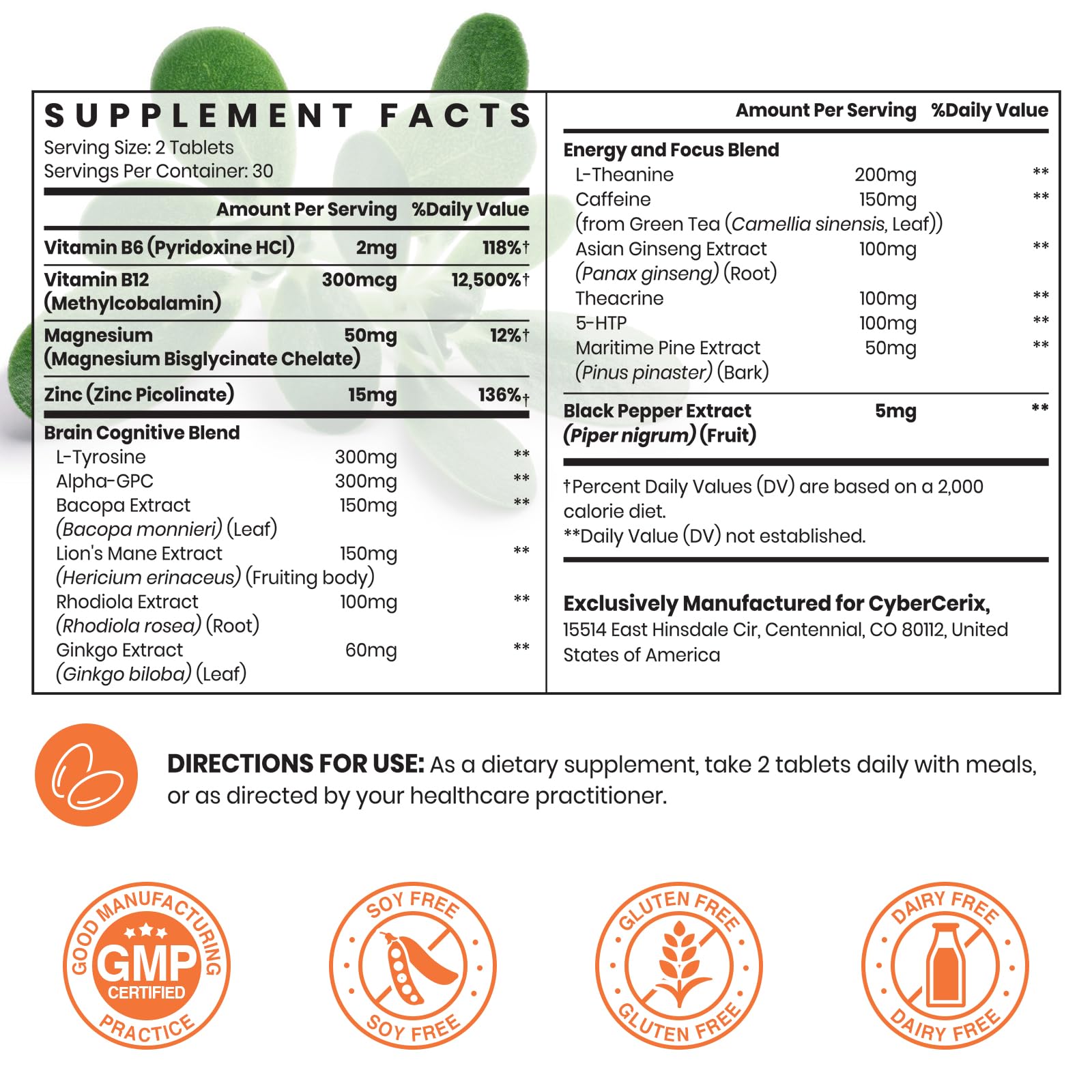 CyberCerix tablets laid out, ready for daily use.