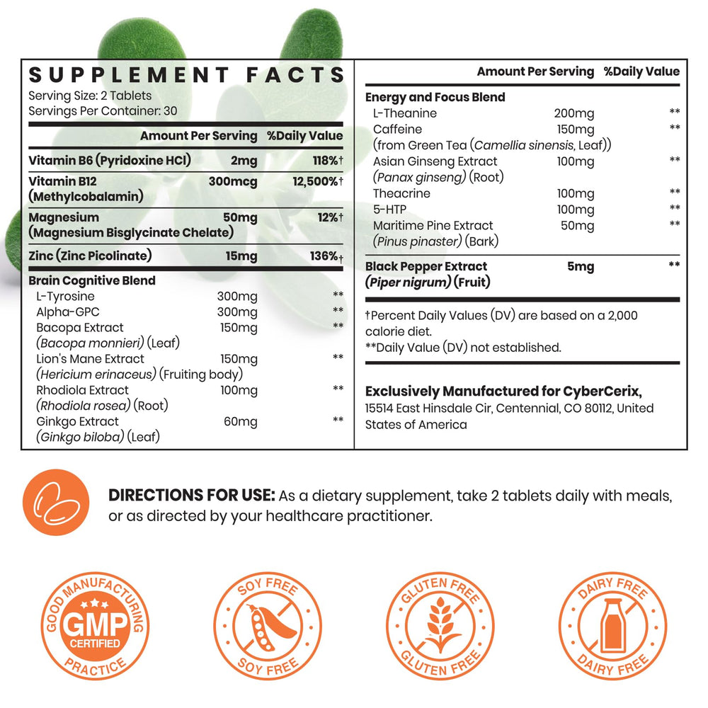 CyberCerix tablets laid out, ready for daily use.
