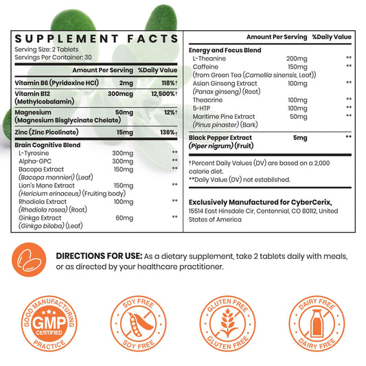 CyberCerix tablets laid out, ready for daily use.