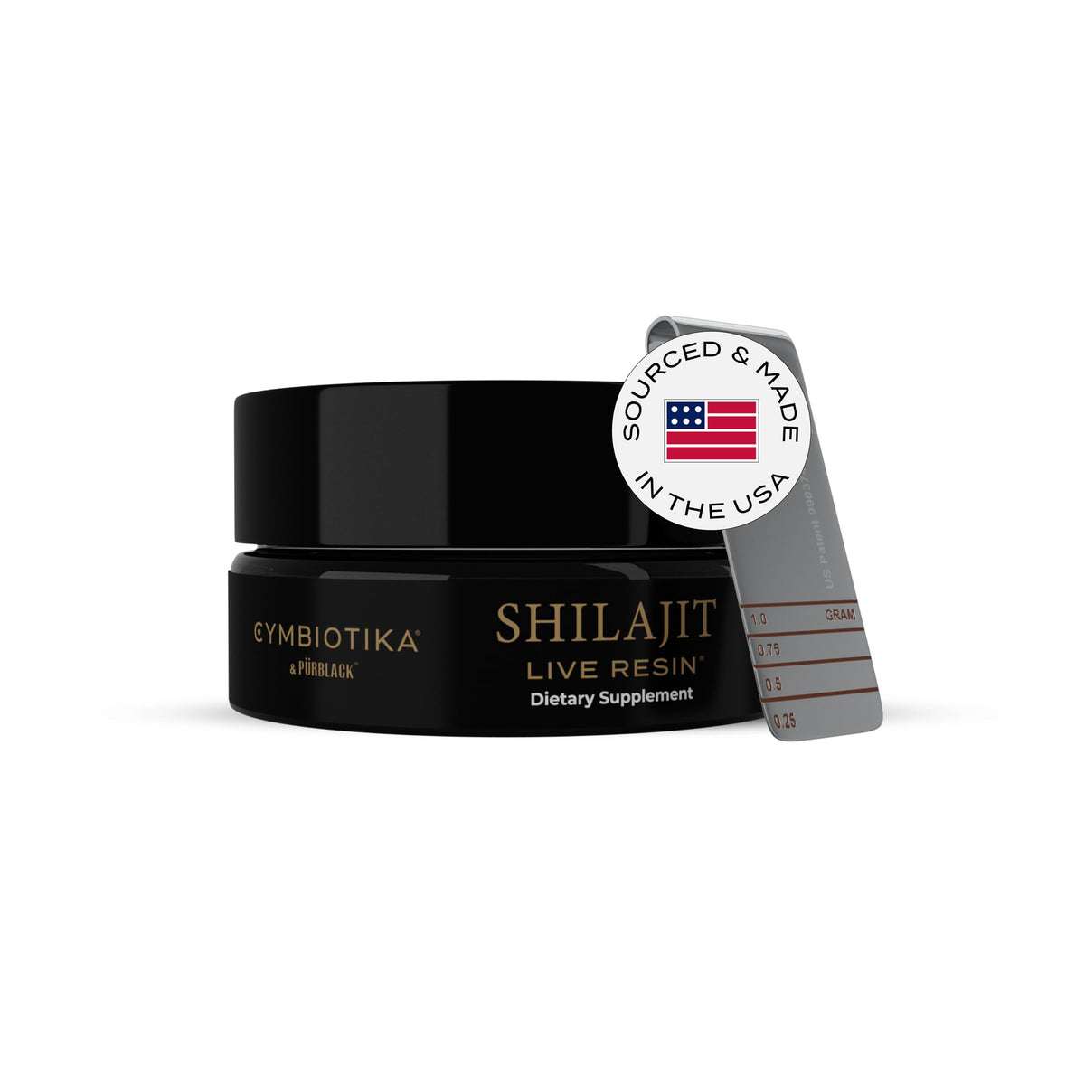 CYMBIOTIKA Shilajit Resin bottle shows rich mineral content for daily wellness