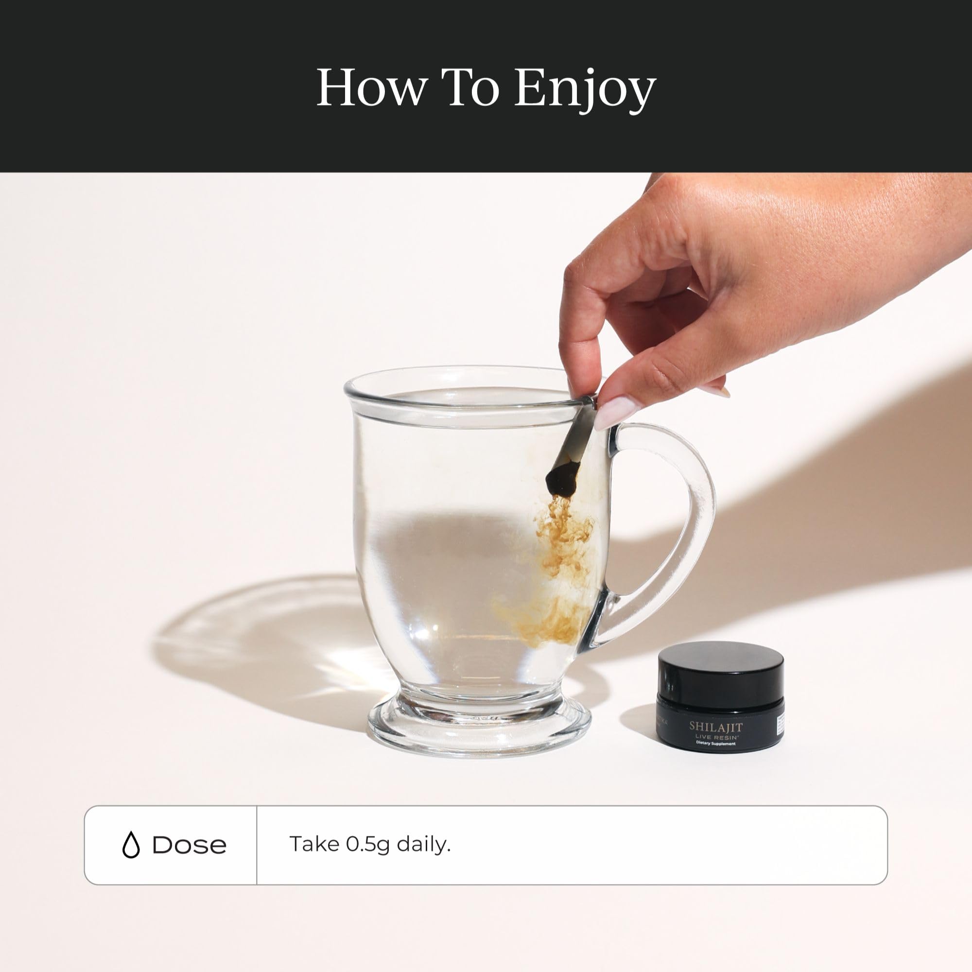 Shilajit Resin dissolving in warm water for a nutritious elixir