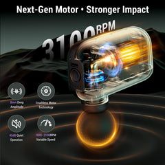 CYBPOK massage gun showing nine interchangeable heads for customization