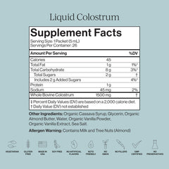 CYMBIOTIKA Liquid Colostrum USA-made label highlights ethical sourcing.