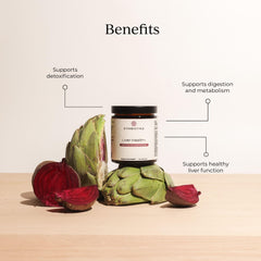 Closeup of CYMBIOTIKA Liver Health ingredients blend for holistic support.