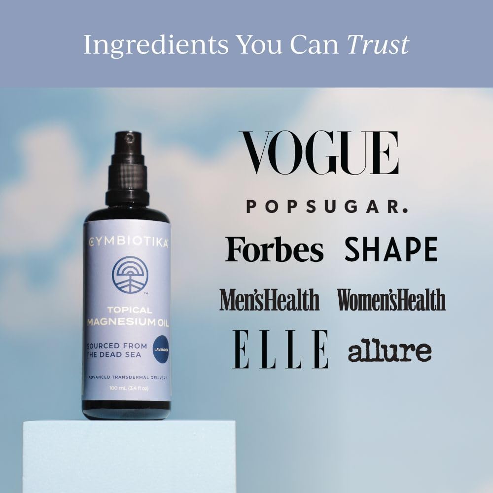 Nighttime scene featuring CYMBIOTIKA magnesium oil spray for rest