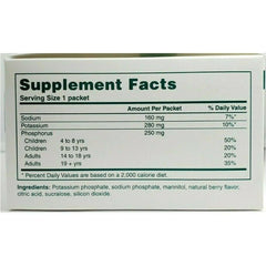 Phos-NaK oral powder concentrate ready to mix with water for easy serving.