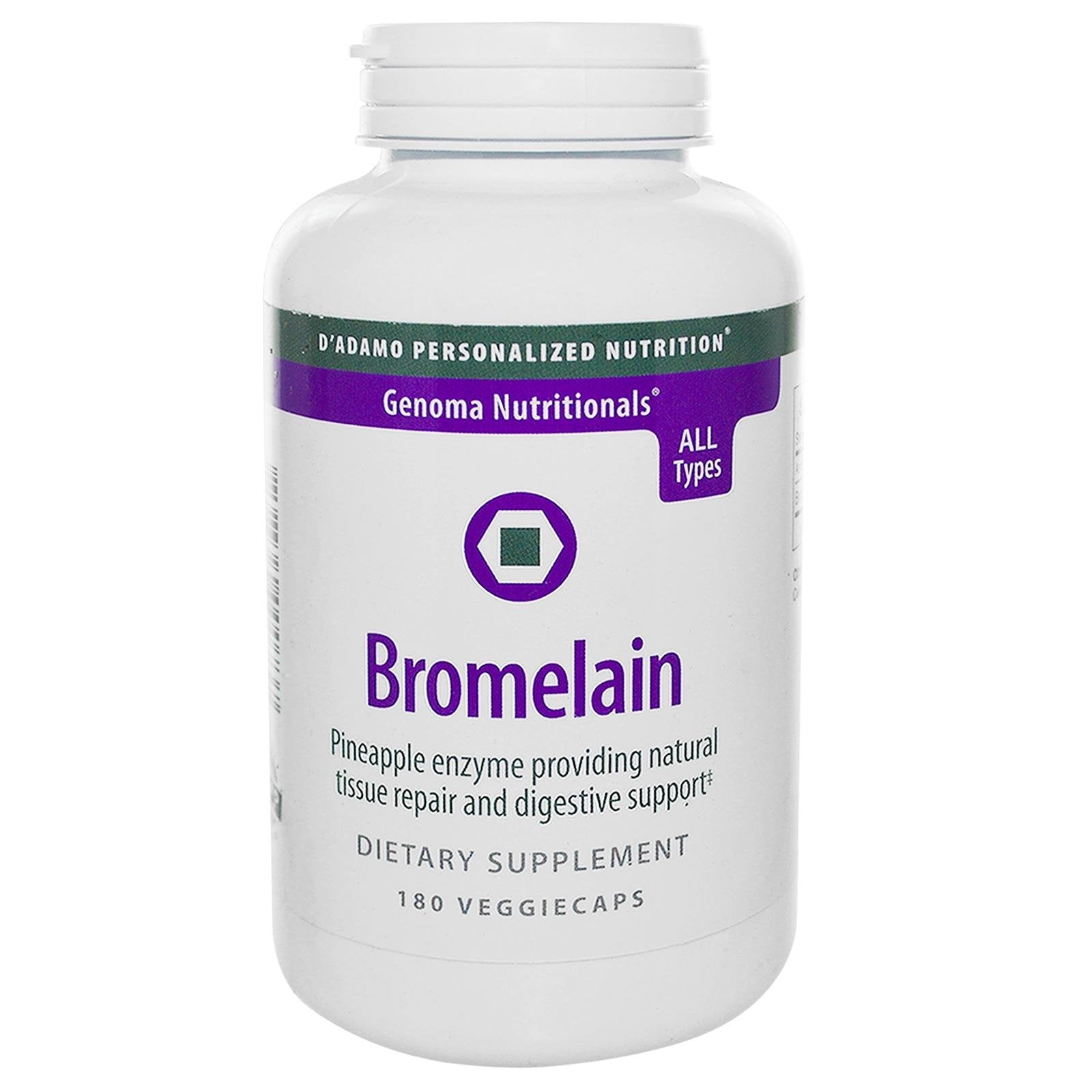 D'Adamo Bromelain 180c bottle – digestive support for daily meals.