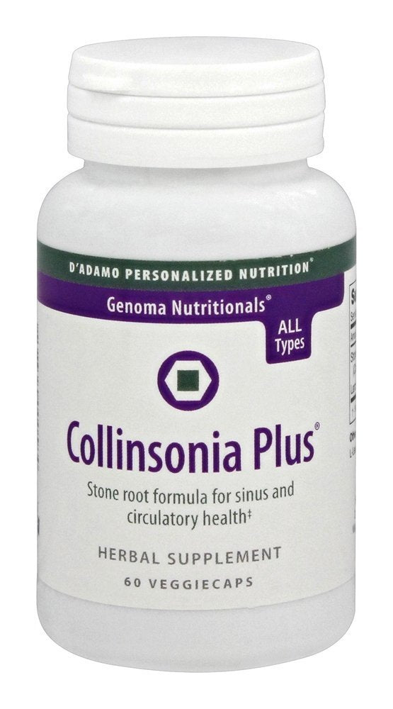 D'Adamo Collinsonia Plus bottle showing sea-derived calcium formula for daily wellness.