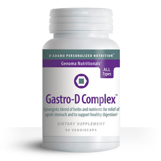 D'Adamo Gastro-D Complex bottle with capsules for digestive comfort.