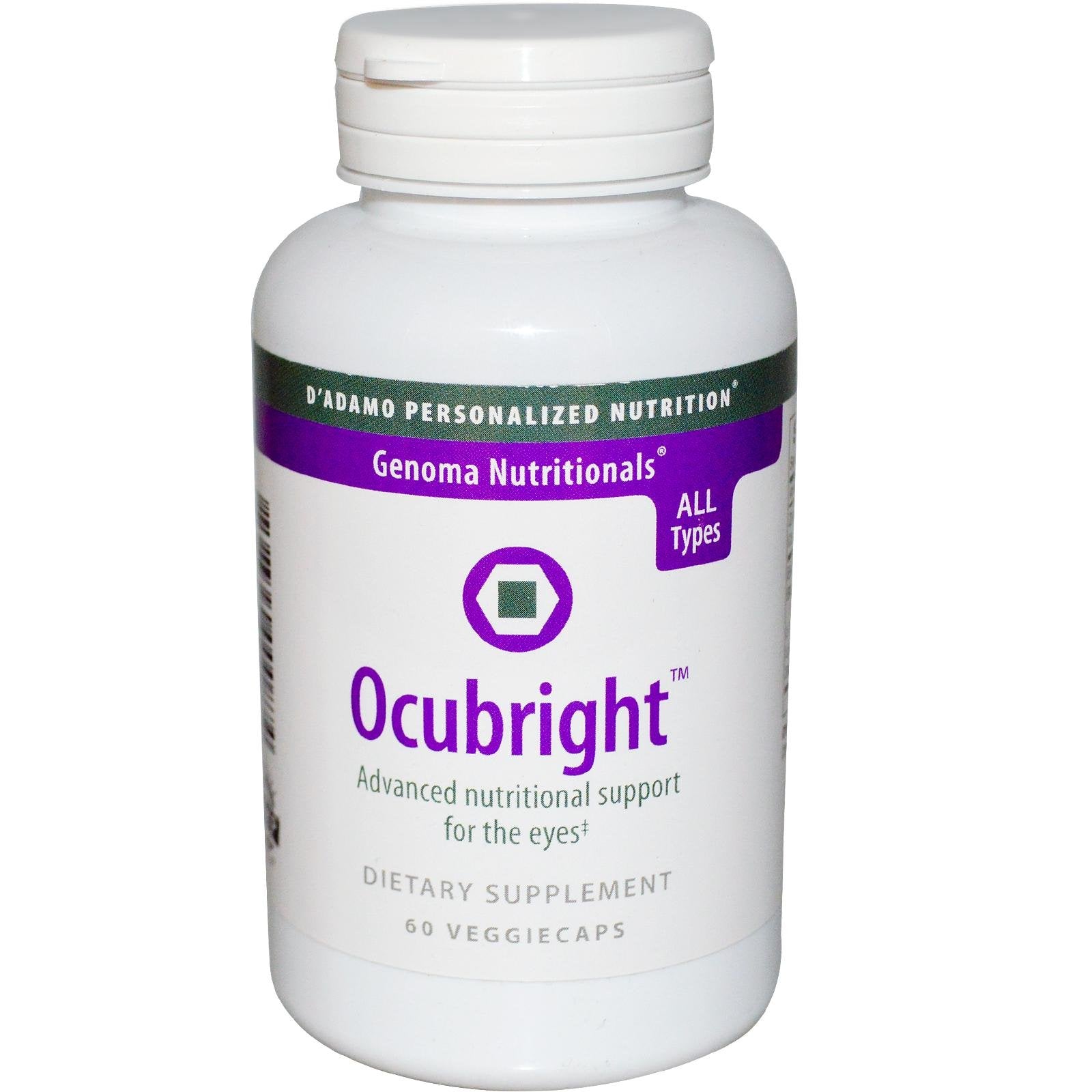 D'Adamo Ocubright bottle front promoting eye health support and daily nutrition