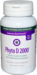D'Adamo Phyto D 2000 bottle and capsules for bone support and immune health.