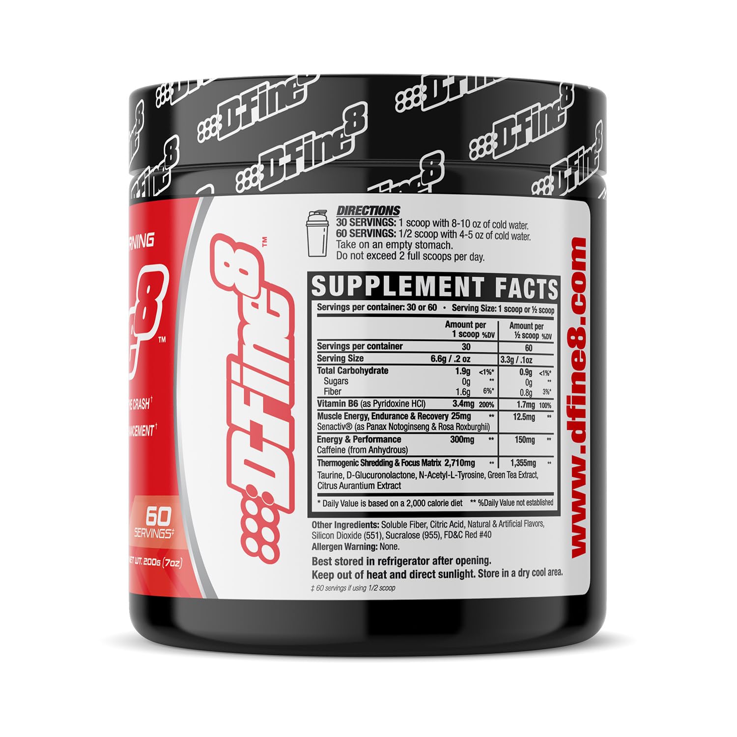 D-Fine8 powder scoop with Watermelon Splash fueling endurance and focus