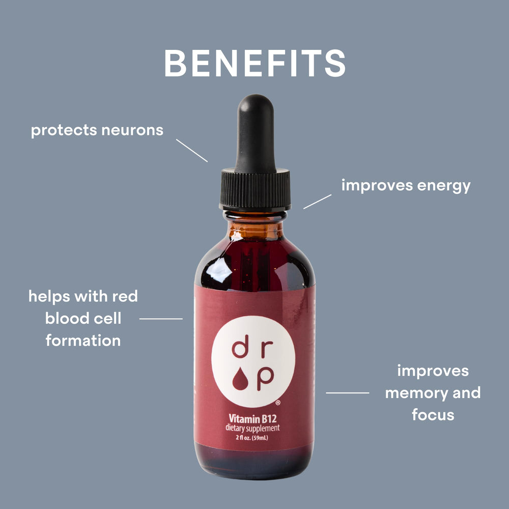 Close-up of D R P label highlighting vegan, gluten-free, non-GMO attributes.
