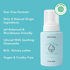 Dabble & Dollop Lullaby Lather fragrance-free formula supports comfortable skin.