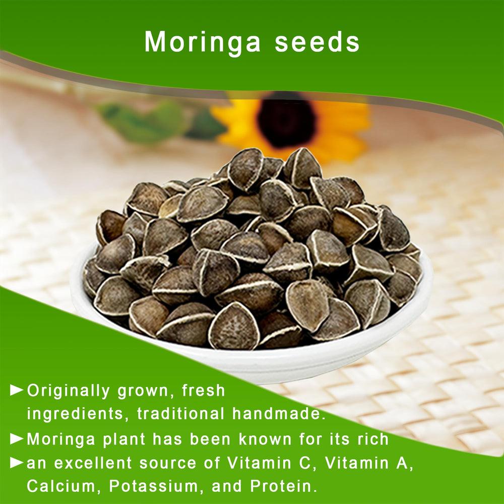 DABC OAK LAND moringa seed label closeup signaling natural origin.