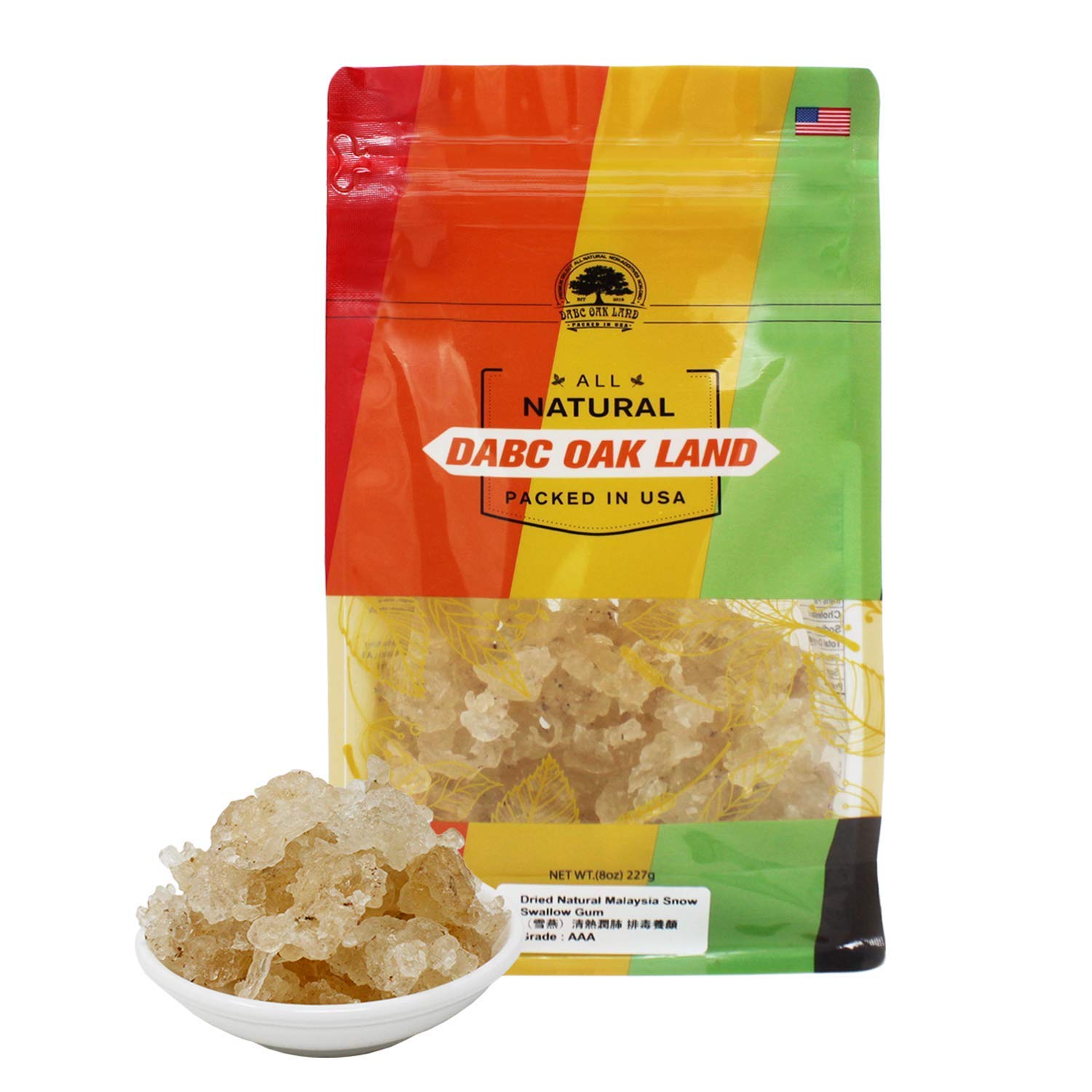 DABC OAK LAND wild tragacanth gum 8oz enhances dessert textures with natural purity.