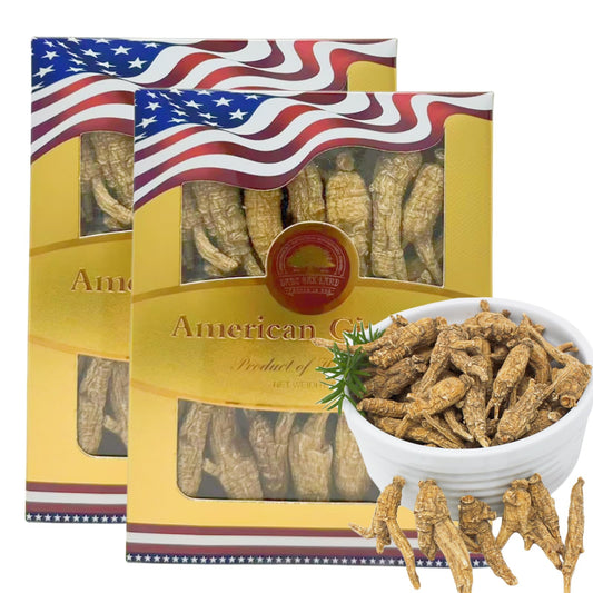 DABC OAK LAND Wisconsin American ginseng slices bottle closeup for easy dosing.
