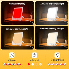 DABLEIBEN Sun Light Therapy Lamp side view showing accessible controls and five brightness levels