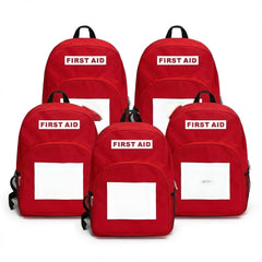 DABOS red waterproof first aid backpack ideal for travel kits.